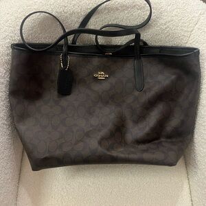 Large Dark Brown Coach Outlet Tote Bag